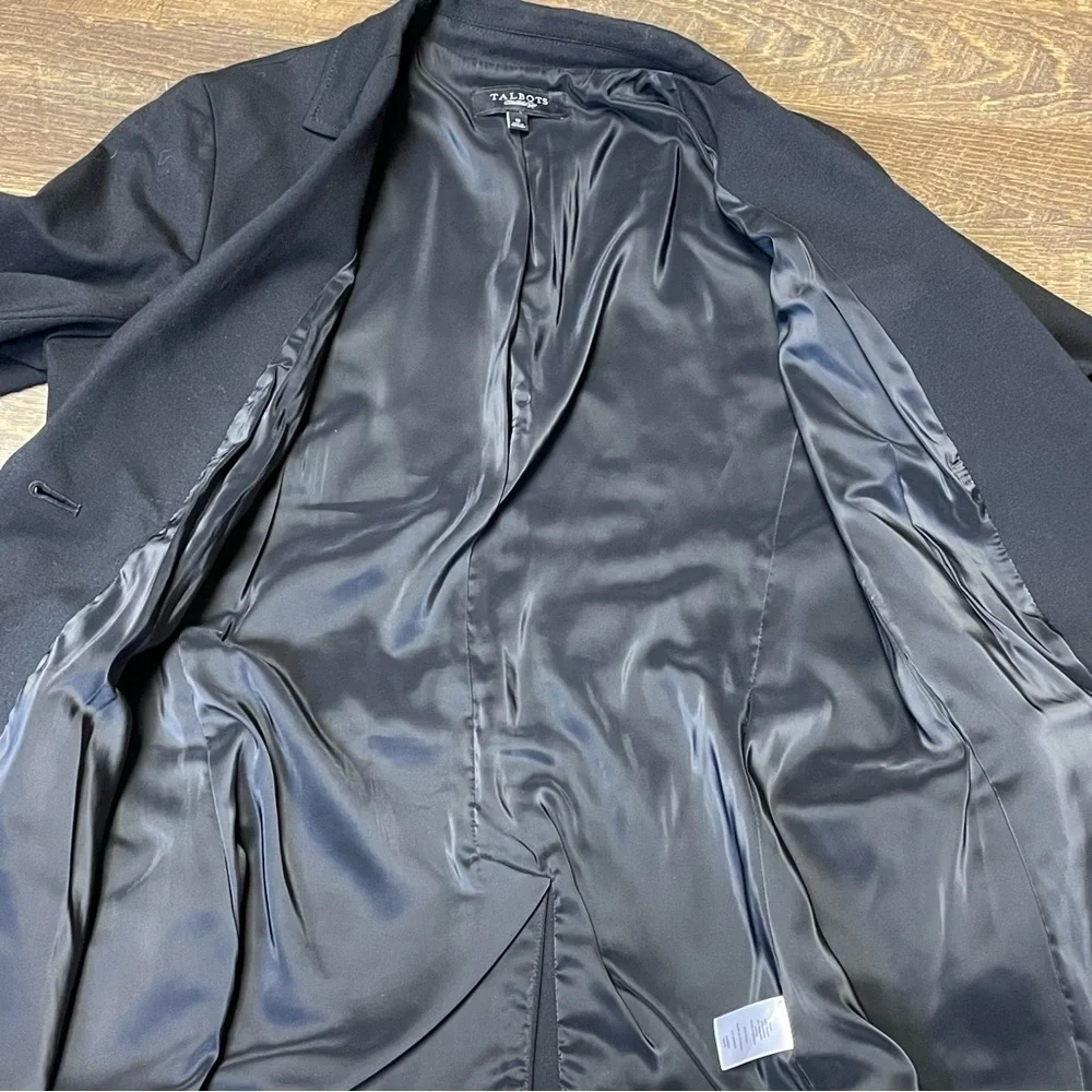Talbots Blazer Women’s 12 Black Lined 2 Button Minimalist Coat Career Jacket - Picture 8 of 11